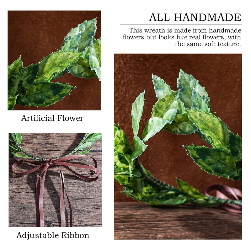 MOSTORY Green Leaf Laurel Crown - Handmade Wooland Greek Leaf Headpiece Forest Emperor Circlet for Men King Adult Renaissance Halloween Renfaire Cosplay Medieval Toga Costume - Image 5